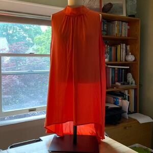 New York & Company Orange Sleeveless Blouse